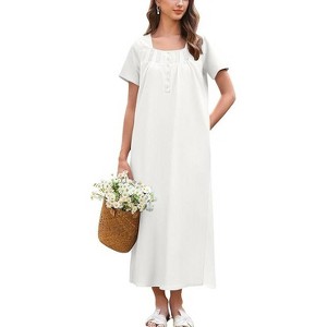 cotton sleep dress Women's Long Sleeve Nightgown Cotton Sleeping Gown main image 1