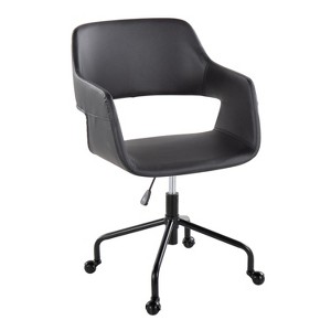 Sapphtopaz Modern Office Chair with Open Back Upholstered Height Adjustable Swivel Task Chair with Matel Base Vanity Chair for Home Office - 1 of 4