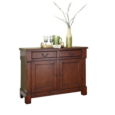 Homestyles Aspen Buffet Brown: Traditional Hardwood Sideboard, Adjustable Shelves, Anti-Tip Hardware