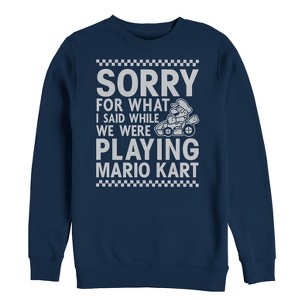 Men's Nintendo Sorry For What I Said Playing Mario Kart Sweatshirt - 1 of 3