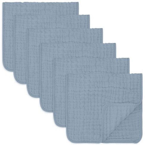 Cotton Muslin Burp Cloths - Pacific Blue - Pack of 6