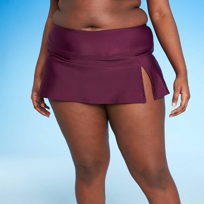Women's Plus Size Swim Skirtini - Kona Sol™ Burgundy 24W/26W