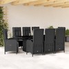 vidaXL Garden Dining Set Black PE rattan 9-Piece Set Adjustable Armrests - 2 of 4