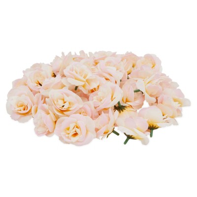 Bright Creations 50 Pack Artificial Champagne Rose Flower Heads for Arts and Crafts, Stemless Roses (2 in)