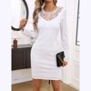 Coolmee Women's Spring Fall Mini Dress Long Sleeve Hollow Out Lace Crewneck A Line Bodycon Casual Party Dress - 2 of 4