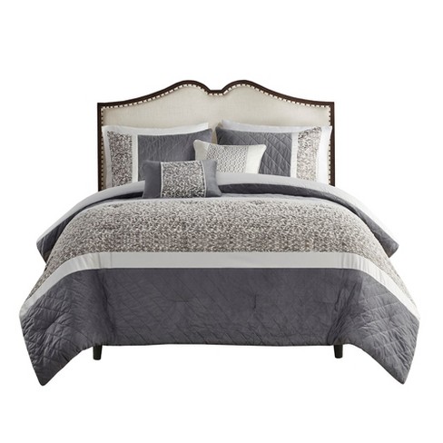 Gracie Mills Cecilia 5 Piece Textured Jacquard Stripe Comforter Set with Throw Pillows - image 1 of 4