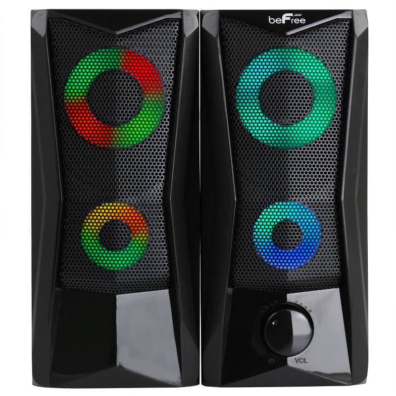 beFree Sound Computer Gaming Speakers with Color LED RGB Lights, 1 of 8