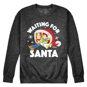 Men's - Toy Story - Woody and Buzz Waiting For Santa Graphic Fleece Sweatshirt - 1 of 4
