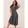 INSPIRE CHIC Women's Summer Casual Short Flutter Sleeve V Neck Elastic Waist Flowy Polka Dots Dress - 2 of 4