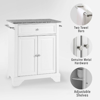White and Gray Granite Top Portable Kitchen Island Cart