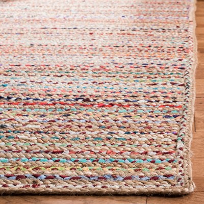 Cape Cod Handwoven Natural Multi 8' Square Jute Area Rug
