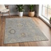 Gray and Blue Wool Floral Hand Knotted Area Rug - 2 of 4
