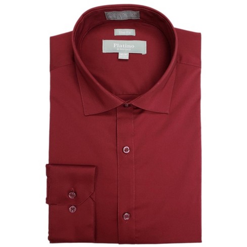 Burgundy slim store fit dress shirt