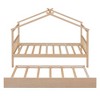 NicBex Twin Size Loft Bed Roof Shape Pine Bed Frame with Twin Trundle and Headboards for Bedroom, No Box Spring Required - 3 of 4