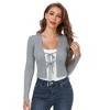 Coolmee Women's Shrug Sweaters Tie Front Long Sleeve Rib Knit Bolero Open Front Cropped Cardigan - 3 of 4