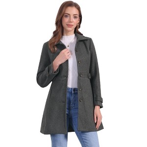 INSPIRE CHIC Women's Winter Classic Single Breasted Outwear Overcoat with Pockets - 1 of 4