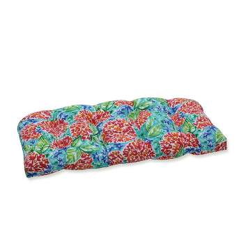 Garden Blooms Wicker Outdoor Loveseat Cushion Pink - Pillow Perfect