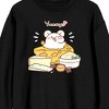 Mimi & Neko Nezu Chan Yummy Food Pile Crew Neck Long Sleeve Men's Black Sweatshirt - 2 of 3