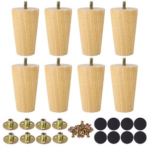 Unique Bargains Round Solid Wood Sofa Armchair Recliner Coffee Table Modern Replacement Furniture Legs Set of 8 - 1 of 4