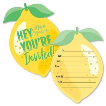 Big Dot of Happiness So Fresh - Lemon - Shaped Fill-in Invitations - Citrus Lemonade Party Invitation Cards with Envelopes - Set of 12