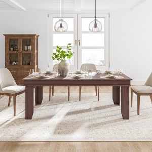 Dining Table for 6-8 - 70.87" Rustic Wooden Kitchen Table with Sturdy V-Shaped Legs (Seats 6-10, Brown Finish) - 1 of 4
