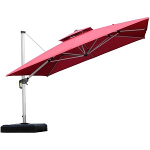 PURPLE LEAF 11ft Patio Umbrella Outdoor Square Double-Top Aluminum Umbrella Cantilever Patio Umbrella for Garden Deck Pool Patio - 1 of 4
