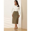 INSPIRE CHIC Women's High Waist Split Back Work Midi Pencil Skirt - 3 of 4