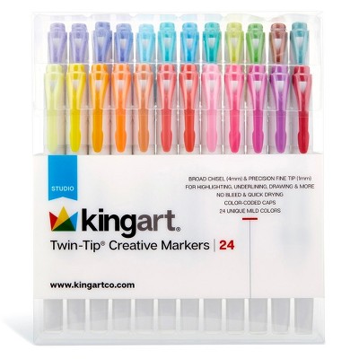 KINGART Twin-Tip Highlighters 24 Colors