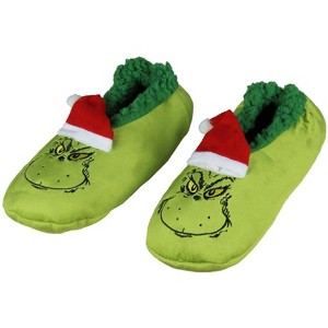 Seven Times Six Dr. Seuss GRINCH Who Stole Christmas Grinch Slipper Socks No-Slip Sole Green - 1 of 4