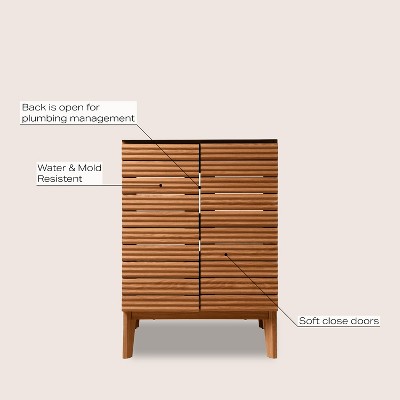 Calandre 24" Walnut Modern Farmhouse Bath Vanity Cabinet