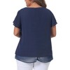 Agnes Orinda Women's Plus Size V Neck Short Flare Sleeve Double Layers Chiffon Casual Summer Blouses - 4 of 4