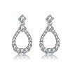 Guili Sterling Silver Rhodium Plated Clear Round Cubic Zirconia Open Pear Drop Earrings, a Graceful and Radiant Touch of Classic Elegance - 3 of 3