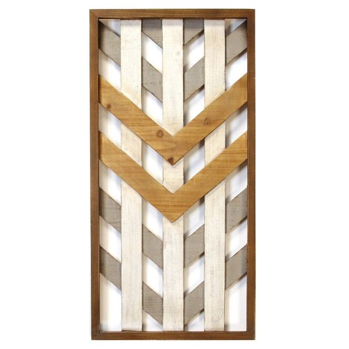 15.75 x 31 5" Framed Geometric Wood Wall Panel White/Gray - Stratton Home Decor