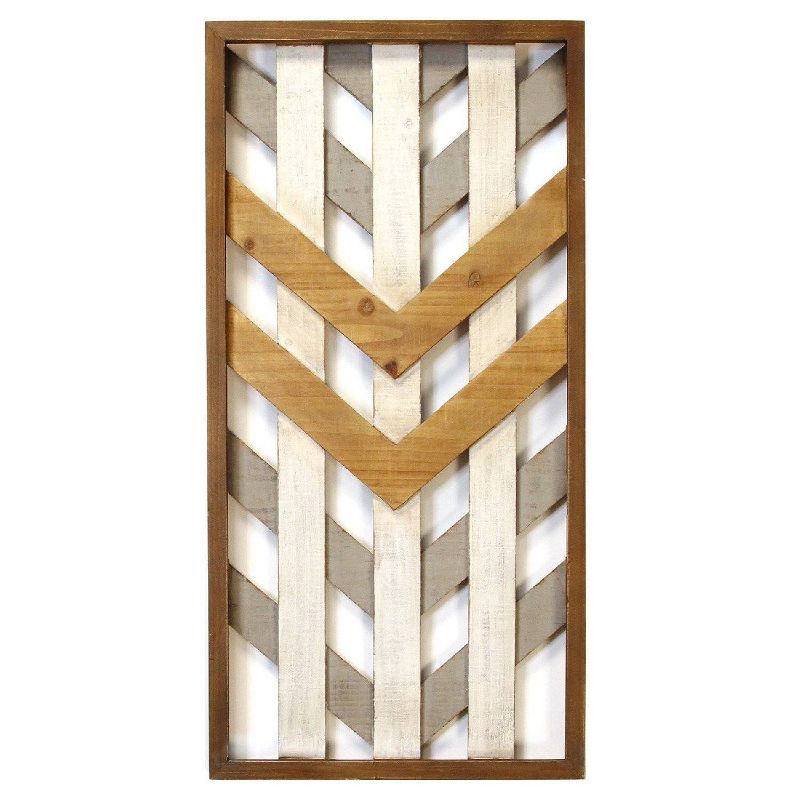15.75 x 31 5&#34; Framed Geometric Wood Wall Panel White/Gray - Stratton Home Decor, 1 of 10