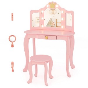 Infans Kids Vanity Set Princess Vanity Table & Chair Set with Lighted Mirror - 1 of 4