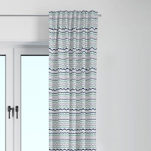  Bacati - Noah Garland Mint/Navy Cotton Printed Single Window Curtain Panel - 1 of 4