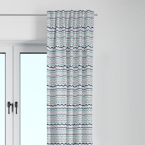  Bacati - Noah Garland Mint/Navy Cotton Printed Single Window Curtain Panel - image 1 of 4