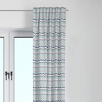  Bacati - Noah Garland Mint/Navy Cotton Printed Single Window Curtain Panel