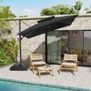 11FT Square Double Top Cantilever Umbrella Outdoor 360° Rotation 6 Heights Adjustable Offset Umbrella with Metal Pole Cantilever with Base - 4 of 4