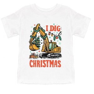 I Dig Christmas Excavator - Youth Short Sleeve Graphic T-Shirt and Toddler Short Sleeve Graphic T-Shirt - 1 of 3