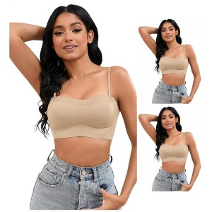 INSPIRE CHIC 3 Pcs Women's Push Up U Back Adjustable Straps Full Cup Wirefree Tube Convertible Bras - 1 of 4
