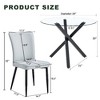 Lyngins Modern Round Glass Dining Table Set – Transparent Top with X-Shaped Black Metal Base & 4 PU Chairs with a Vertical Stripe Design - 3 of 4