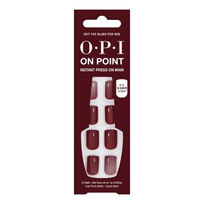 Opi Press-on Fake Nails - Got The Blues For Red - 26ct : Target