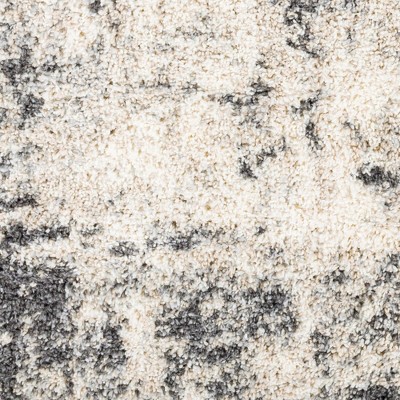 Gray and Charcoal Abstract Synthetic Fur Area Rug 6'7" x 9'