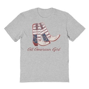 Social Collective Men's All American Girl Americana 4Th Of July Short Sleeve Graphic Cotton T-Shirt - Sport Grey M - 1 of 4