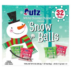 Utz Snow Balls White Cheddar Multipack Holiday Snack - 8oz/32ct - 1 of 3