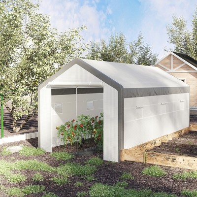 Outsunny Large Walk-In Greenhouse with Roll-Up Windows and Doors