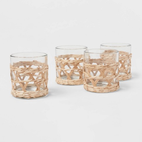 9oz 4pk Glass Natural Wrapped Tumblers - Threshold™ - image 1 of 3