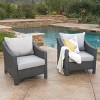 Christopher Knight Home Antibes Outdoor Wicker Club Chairs with Cushions (Set of 2), Gray/Light Gray - 2 of 4
