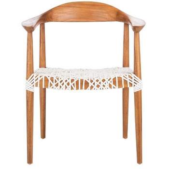 Juneau Leather Woven Accent Chair  - Safavieh